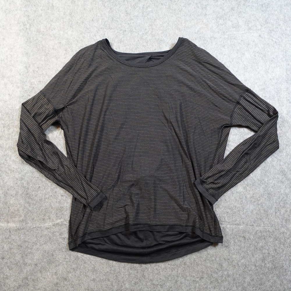 Lululemon Top Womens M/L? Crew Neck Long Sleeve Black Reversible Long Sleeve - Picture 1 of 9